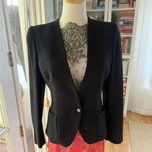 Alexander McQueen 2007 lace insert womenswear tailored slim black blazer size 42